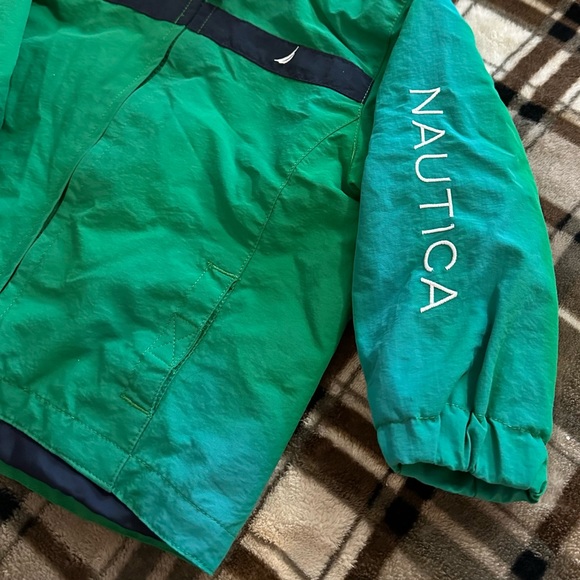 Nautica Baby Windbreaker Hooded Zip-up Jacket Size 2T(18-24M) Green/Navy Blue - Picture 5 of 9